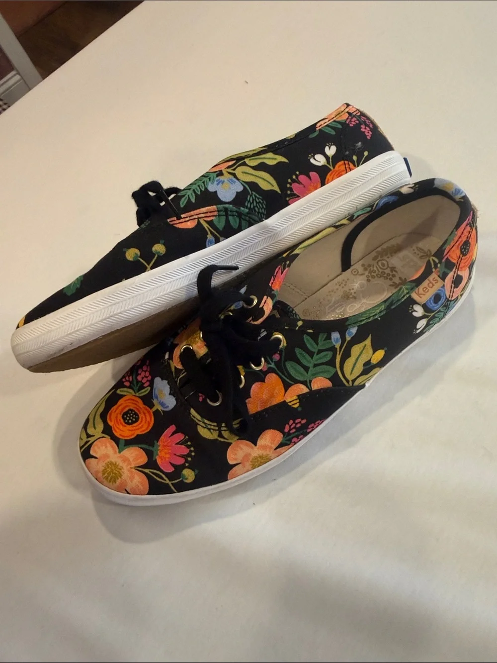 Keds raffle paper company Floral Canvas Lace-Up Sneakers - Black Multi